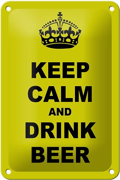 Blechschild Spruch 12x18cm keep calm and drink beer Dekoration