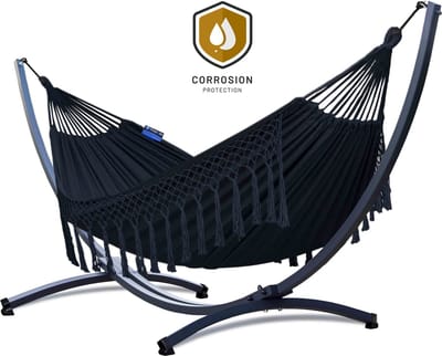 Hangmat met Standaard 2 Persoons PREMIUM – Verhoogde, Stevige & WEERBESTENDIGE Constructie | Comfortabele Hangmat | Max. Belast. 220 kg – Grande Premium Santia