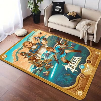 Z-Zelda's Hyrule Game Geïnspireerd Tapijt voor Woonkamer Sofa Decor Slaapkamer Zachte Vloermat Balkon Lounge Antislip Tapijt Cadeau 80*120cm