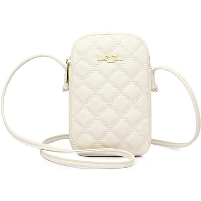 Mobiele Telefoontas Geborduurde Diamant Smiley Gezicht Tas Dames Schoudertas Crossbody Tas Lippenstifttas white