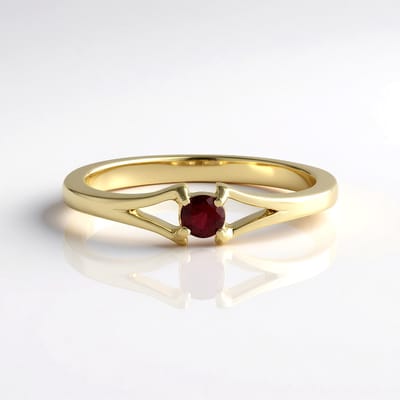 Cavill - Gouden ring 9K geelgoud met 0,139 ct rode spinel uit Tanzania - Ronde briljant geslepen edelsteen - Elegante minimalistische sieraden dames