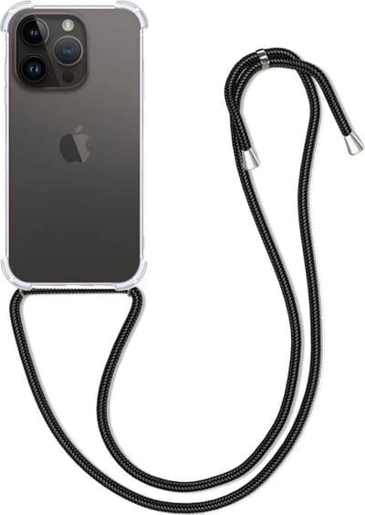 Hoesje Geschikt voor Apple iPhone 15 Pro - Met Koord - Shock Proof - Siliconen Case - Back Cover - Telefoonkoord - Telefoon Hoes Shockproof - Telefoonketting - Transparant