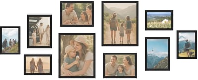 SecaDesign Fotolijst - Fotolijst collage - Collagelijst voor 10 foto's verschillende formaten - Hout - Zwart - Fotokader collage - Fotolijsten Set