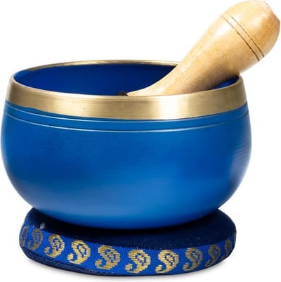 Klankschaal Set - Derde Oog Chakra - 6e Chakra - Indigo - Chakra Klankschaal - Cadeau set incl. Klopper en Kussentje