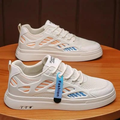 Ademende Mesh Schoenen voor Heren Trendy en Veelzijdige Witte Schoenen Sport- en Casual Sneakers met Dikke Zool Trendy Schoenen 39 beige
