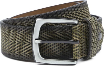 Suitable Riem Structuur Leer Groen leren broekriem / broeksriem - Ceintuur - Riem casual