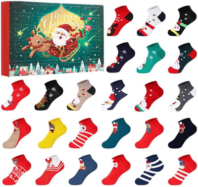 Kerstsokken adventskalender 2026 - 2026 Heren - Kerstsokken voor Heren - 24 dagen adventssokken - 24 paar unisex sokken voor mannen - papa met Kerstmis
