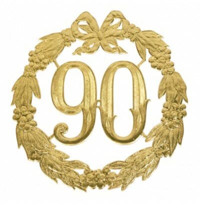 Jubileumcijfer 90 - 24cm - 90 Jaar - Goud - Per Stuk