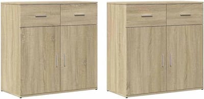 Set van 2 Dressoirs Sonoma Eikenkleurig - Compacte Buffetkast voor Woonkamer
