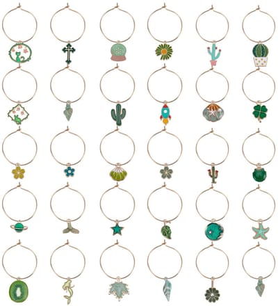 Dailygoods - 31 Stuks Wijnglazen Bedels met Gouden Ringen