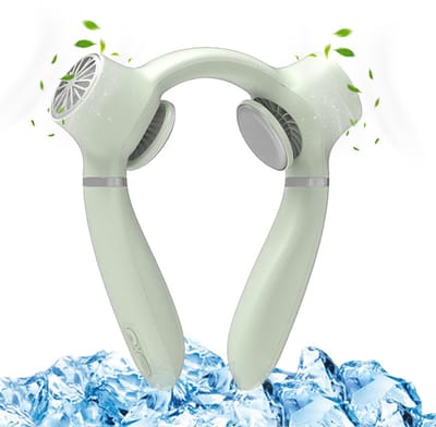 Draagbare nek-airco / nekventilator met koelfunctie (4000 mAh, oplaadbaar, handsfree) – lichtgewicht koeling met koelchip voor dames en heren; ideaal voor kamperen, picknicks en reizen