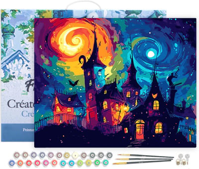 Figured'Art Schilderen op Nummer Volwassenen met lijst Fantasiekasteel - Handwerk acrylverf Kit DIY Compleet - 40x50cm Canvas al ingelijst