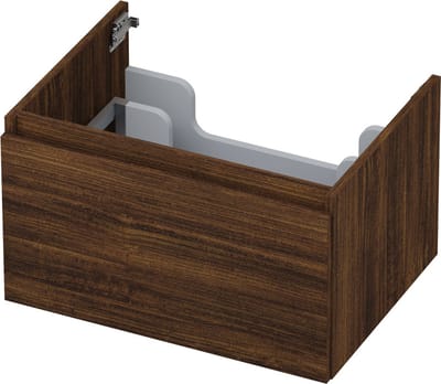 INK wastafelonderkast 1 lade greeploos met houten keerlijst 60x45x35cm, koper eiken