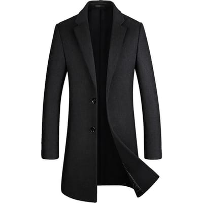 Veste cintrée pour hommes coupe-vent en laine hiver Plus manteau chaud en velours Parka décontractée M noir