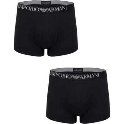 Boxers Emporio Armani à imprimé lettres, coupe slim, lot de 2, sous-vêtements homme, noir, 112023-4R502-07320 M gray