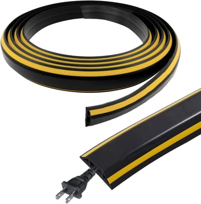 TIM® Kabelmat - Kabeldrempel - Kabelgoot - 3 Meter - Zelfklevend- Zwart - 300cm x 4cm x 1cm