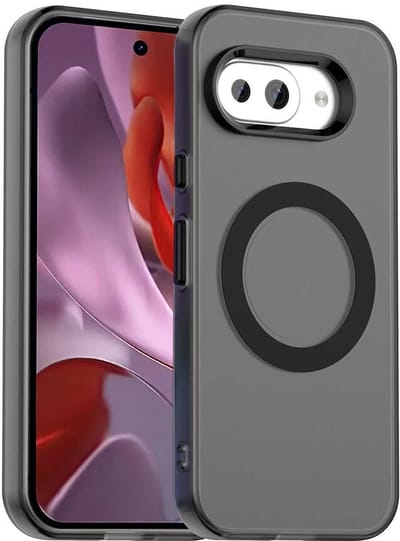 MagSafe Compatibel Backcover Hoesje Geschikt voor Google Pixel 9a - Zwart & Semi-Transparant Design - Stijlvol & Goede Bescherming