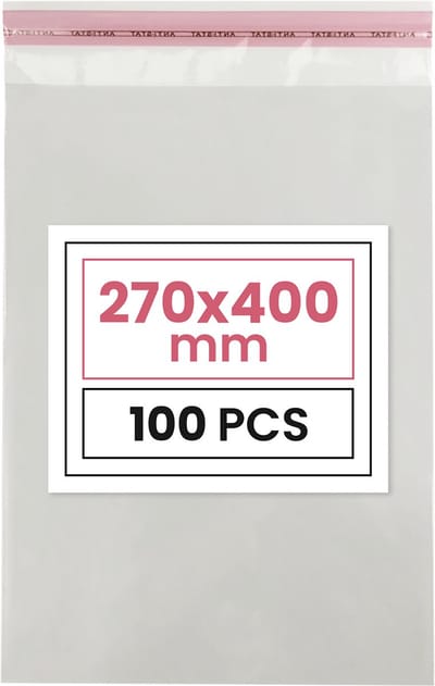Plastic zakjes met plakstrim - 27x40 cm - transparant - 100 zakken
