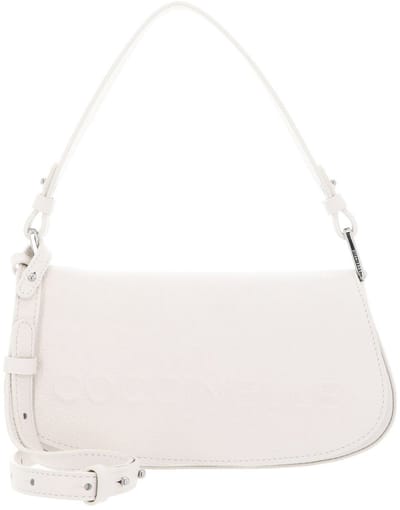 COCCINELLE Leren Handtas Schoudertas Myrtha Maxi Log Mini Crossbody Bag Blanco Crème