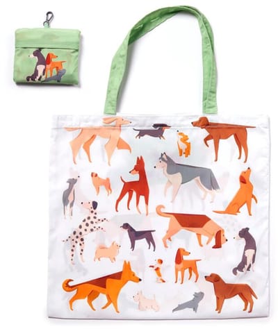 Opvouwbare Tas - Barks Honden - RPET - 44x42cm - Zakje 11x13,5x1,5cm