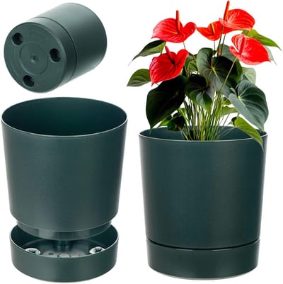 KADAX Bloempot Bloemenhoes 14,5 cm met ronde kunststof standaard