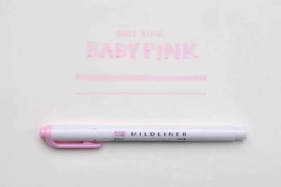 Zebra Mildliner Double-Sided Highlighter - Fine / Bold – Mild Baby Pink / WKT7-MBP