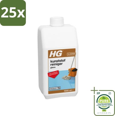 25 x HG Kunststofreiniger Glans 1 liter - Grootverpakking - Kunststofvloer Reiniger - Glansmiddel - Vinyl Vloer Schoonmaken - Linoleum Reiniger - Marmoleum Reiniger