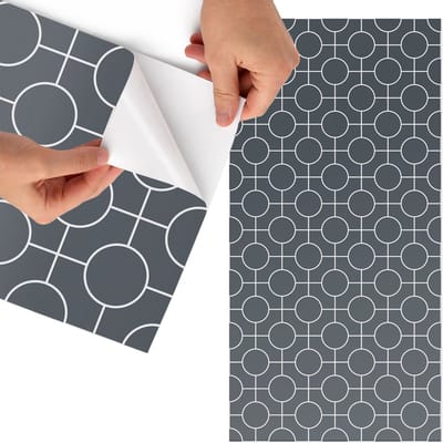Tulup Meubelfolie - Geometrische cirkels Decoratiefolie - 65x130 cm - Grijs Meubelfolie - Plakfolie Meubels - Minimalist Meubelfolie - Decoratiefolie Zelfklevend - Slaapkamer decoratie - Achtergronden en patronen