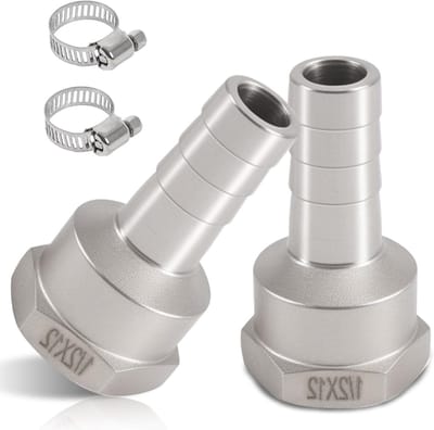 2-delige RVS Slangverbinder, 12mm Aansluiting voor 1/2 Inch Slang, Geschikt voor Water, Gas en Luchttoepassingen