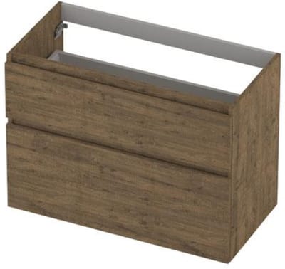 INK - Onderkast 2 Laden Greeploos Hout Decor met Houten Keerlijst A-symmetrisch - 900x450x650 Mm - Naturel Eiken
