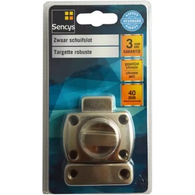 Sencys Schuifslot Met Draaiknop - Gepolijst Chroom - 40 Mm