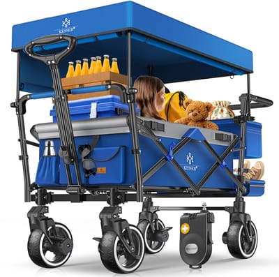 KESSER® Bolderkar GTS-9100 opvouwbaar met Dak tot 80 kg draagvermogen - Marineblauw / Grijs