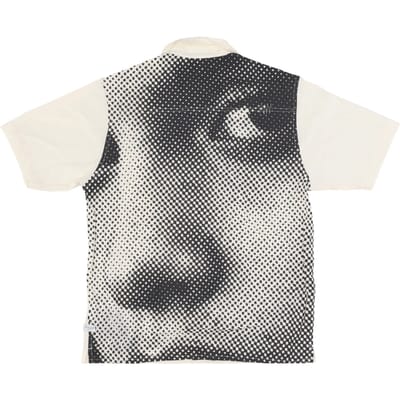 Face Woven herenoverhemd met korte mouwen gebroken wit