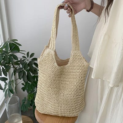 Originele Zomervakantie Stro Geweven Tas Schoudertas Nieuwe Tote Tas Grote Capaciteit Casual Handgevlochten Tas