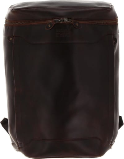 BUCKLE & SEAM Leren Rugzak met laptopvak Siwa Leather Backpack Brown - Blue Donkerbruin