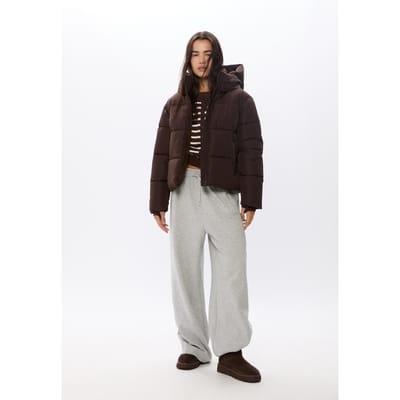 Stradivarius Basis gewatteerde jas met capuchon  Bruin XS