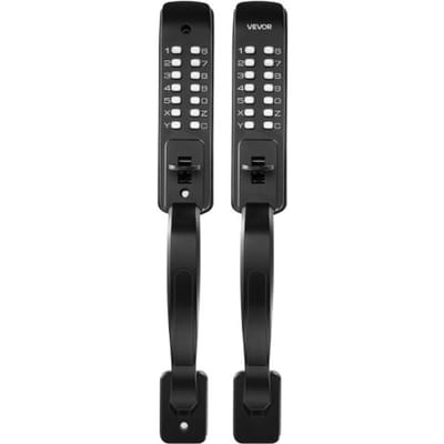 VEVOR Mechanisch combinatieslot met dubbelzijdig toetsenbord (4- tot 7-cijferige code), sleutelloos deurslot met handgreep en automatische vergrendeling, voor voordeuren, tuinpoorten, garages, zwart