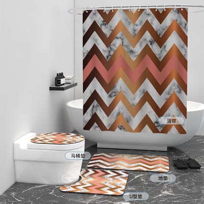 Floraweg Douchegordijn,Shower Curtain,badgordijn,badkamergordijn,Geometrie, raster, golfstreep,-topkwaliteit - digitale printen -Anti Schimmel - Inclusief 12 ringen -met 12 stuks douchegordijnhaken – Waterdicht -Wasbaar- Polyester - 180x200 cm