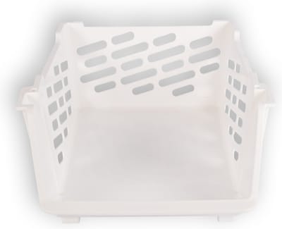 Discountershop Groentemand Organizer - Opbergmand voor Groente en Fruit - Mandenrek Stapelbaar - Kunststof - Wit - Koken & Tafelen - Aanrecht Organiser - Huishouden