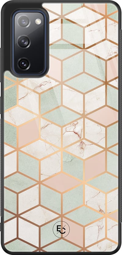 Hoesje geschikt voor Samsung Galaxy S20 FE - Pastel kubus - Hard Case Zwart Back Cover - Print - Multi - Mooie Telefoonhoesjes