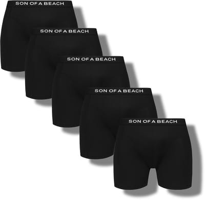 Son of a beach heren sport boxershorts - 5pack - sneldrogend - polyester - zwart - maat M