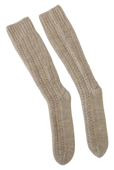 Dolce & Gabbana Chic Beige Wolmix Over-de-Knie Dames Sokken