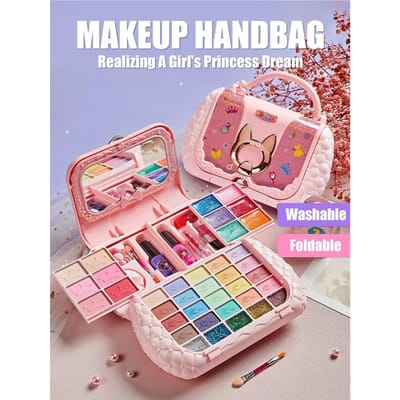 Wasbare Make-up Set Speelgoed Set voor Kinderen met Spiegel Veilig Niet-Giftig Doe-alsof Cosmetische Schoonheidsspeelgoed voor Meisjes Verjaardagscadeau pink
