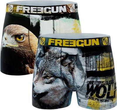 Freegun microvezel heren boxershorts - maat S - 2-pack - Wolf/Arend