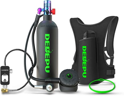 DEDEPU Mini Duikfles 2,3L 3000 PSI, Draagbare Duiktank van 6061 Aluminium, 30-40 Min, Leeg Vervoerbaar