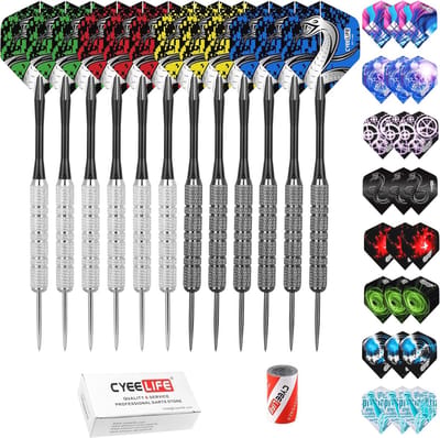 Professionele 12 Stuks Stalen Dartpijlen Set met PVC Shafts en 36 Flights
