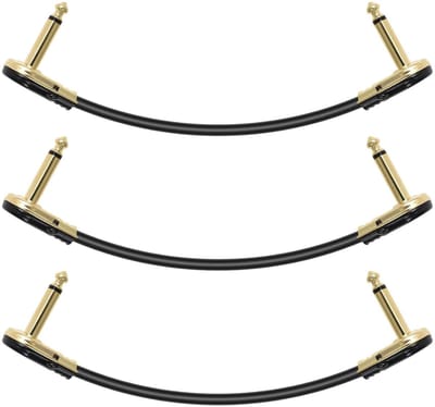 Korte Patchkabel 30cm voor Gitaar en Bas, Noiseless Effectenkabel 6.35mm voor Pedalen (Set van 3)