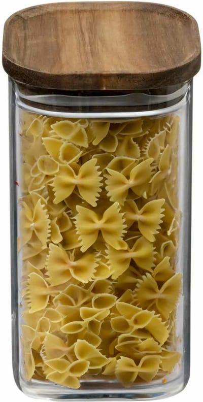 5Five Voorraadpot voedsel - glas met acacia houten deksel - 1600 ml - met luchtdichte deksel