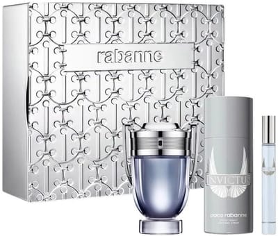 Paco Rabanne Invictus Giftset - 100 ml eau de toilette spray + 10 ml eau de toilette spray + 150 ml deospray - cadeauset voor heren