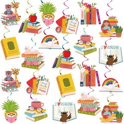 Dailygoods- Werveldecoraties 52 stuks - Hangende Boekdecoratie - Plafondhangers - Wanddecoratie - Feestdecoratie - Veelkleurig Papierkarton